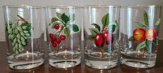 Rare 4 - Vintage West Virginia Glass Company Fruit Juice Glasses Gold Trim 3.  5 "