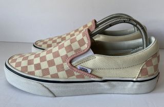 Rare Vans Classic Slip On Shoes Size Mens 7.  5 Us Open Surfing Checkerboard Pink
