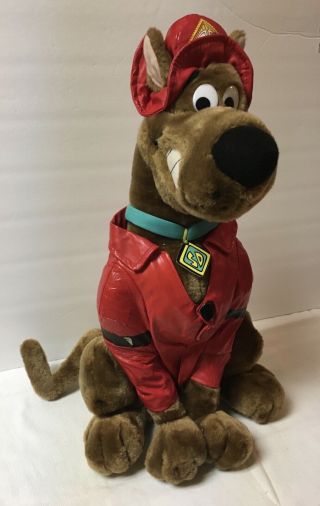 Rare Vtg Scooby Doo Fire Dept 20” Plush Stuffed Dog Toy Network Hanna Barbera