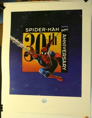 Rare Spider - Man 30th Anniversary 16 X 20 " Capital City Poster Litho Marvel