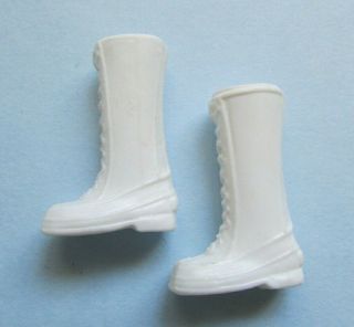 Fab Rare Vintage 1970s Mary Quant Htf Havoc Daisy Doll White Boots Shoes,  Hanger