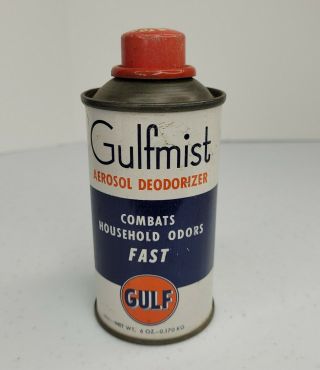 Very Rare Vintage Gulf Oil Co.  " Gulfmist " 6 Oz.  Can Aerosol Deodorizer