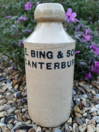 Rare Kent Old Ginger Beer Bottle=e.  Bing & Sons,  Canterbury Chemists,  C1885 To 1889