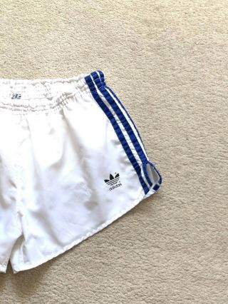 Rare Vintage Adidas Sprinter Glanz Shiny Runner Beckenbauer Shorts Sz M L White