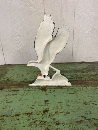 Painted Antique Cast Iron American Eagle Door Stop Rare Find 6In Long 9.  5in Tall 2