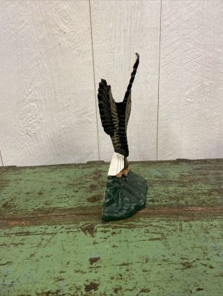 Painted Antique Cast Iron American Eagle Door Stop Rare Find 6In Long 9.  5in Tall 3
