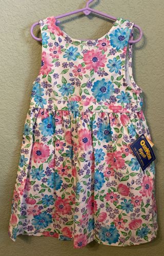 Rare Nwt Vintage Oshkosh Usa Made Size 6 Floral Dress White Blue And Pink