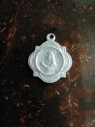 Vintage Catholic St Bernadette Our Lady Lourdes Antique Relic Medal Rare