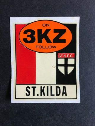 St.  Kilda Football Club Vintage Rare 3kz Decal / Transfer From 1960 