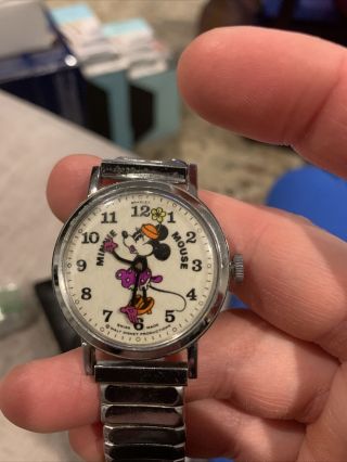 Vintage 1970s Minnie Mouse Bradley Watch Walt Disney Swiss Made Rare