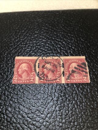 3 George Washington 2 Cent Stamp Strate Edge On Top Chicago Rare