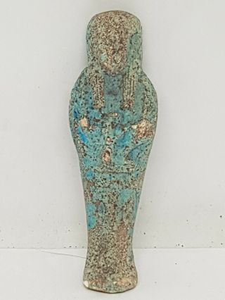 Ancient Rare Egyptian Blue Faience Ushabti Shabti 31,  8 Gr 95 Mm