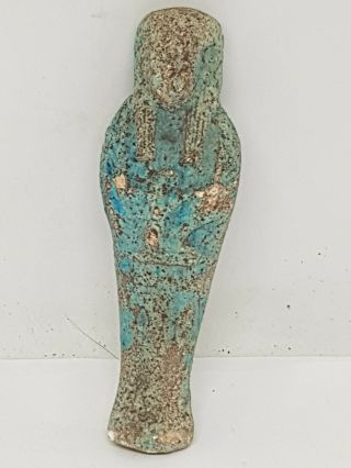 ANCIENT RARE EGYPTIAN BLUE FAIENCE USHABTI SHABTI 31,  8 GR 95 MM 2