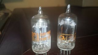 Rare Rca (for Gmdelco) Closely Matched Pair Clear Top 12au7a Side D Getter Tube