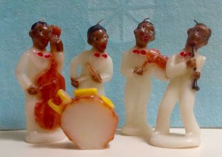 Vintage Black Americana Negro Jazz Musicians Candles Rare 5 Piece Set C1940