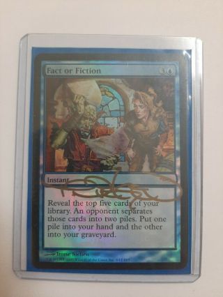 Mtg 1x Foil Fact Or Fiction (fnm Promo) Signed By Terese Nielsen