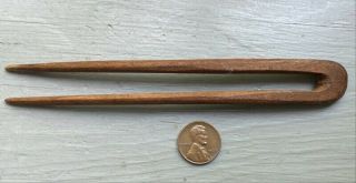 Antique 18th Century Hand Carved Wooden Hair Pin - Rare Find