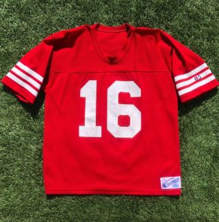 Rare Vtg 80s/90s Champion Red San Francisco 49ers 16 Montana Nfl Jersey Xl
