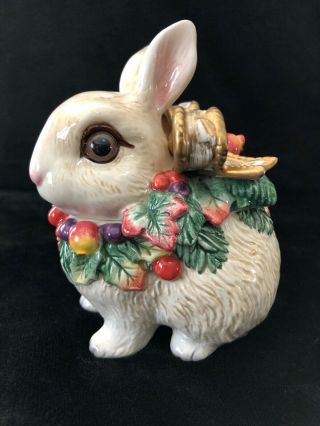 Fitz And Floyd Snowy Woods Bunny Rabbit Trinket Box - Rare