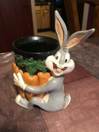 Vintage 90s Looney Tunes Bugs Bunny 3d Ceramic Mug Cup Wb Studios Rare 1994