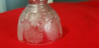 Vintage Clear Etched Embossed Flower Glass Shade.  Rare
