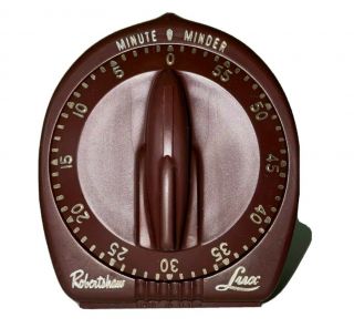 Vtg Robertshaw Lux Minute Minder Rocket Dial 1 - Hour Kitchen Timer Rare Color