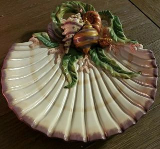 Rare Fitz And Floyd Classic Hand Crafted Nautilus Shell " Oceana " Canape Plate