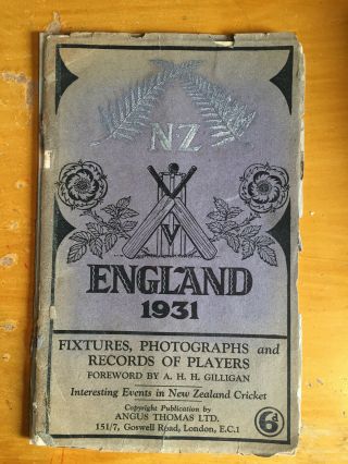 1931 Rare Zealand First Cricket Tour Of England Programme Silvered Cover