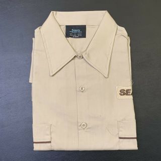 Vintage Sears Work Uniform Shirt Permanent Press L Menswear 60s 70s Rare