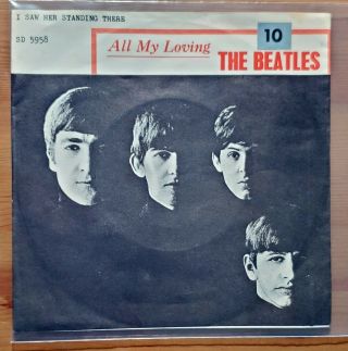 The Beatles Rare Norway 45 All My Loving With Picture Sleeve Red Odeon Label