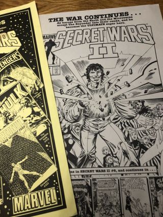 Secret Wars Ii Wolverine Spider - Man Marvel Comics Posters 1984 Vintage Rare