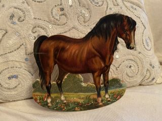 Rare Antique German Die Cut Raphael Tuck? German Rocker Toy Die Cut Brown Horse