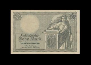6.  10.  1906 Germany 10 Mark " Treasury Note " X - Rare ( (ef, ))