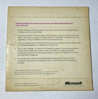 EXTREMELY RARE: Microsoft Windows NT Workstation Version 4.  0 Beta 2 CD 2