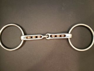 5.  5 " Loose Ring Snaffle Bit With 6 Horizontal Copper Rollers,  Very Rare