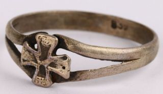 1914 German Ring Iron Cross Sterling Silver 835 Ww1 Wwi Germany Jewelry Art Rare