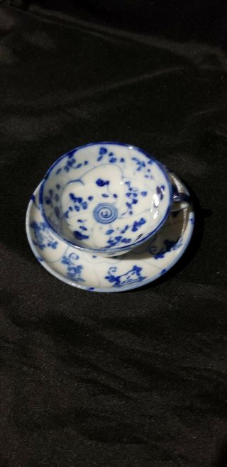 Antique Chinese spiral lotus1822 teacup saucer from the shipwreck tek sing RARE 2
