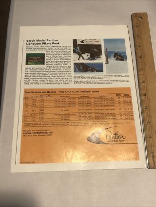 Rare Artic Cat Panther 1969 Snowmobile Racing Advertising Sales Full Brochure 3