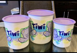 Tupperware Tiwi 3 - Piece Canister Set Rare Baby Food Kids Storage Vintage