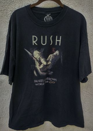 Rare Vintage 2007 Rush Snakes & Arrows World Tour Black Concert T - Shirt - Men 