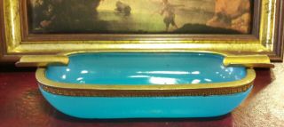 Vintage antique Rare french Royal old blue opaline ash tray.  AA 2