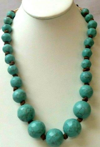 Rare Vintage Signed Rlm Robert Lee Morris Studio Turquoise 24 " Necklace G3546