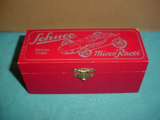 Rare Schuco 1005 Micro Racer Watson Roadster Wood Storeage Box,  Toy Car Vintage