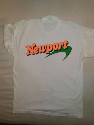 Newport Pleasure Vintage Large 80s Single Stitch White T - Shirt Screen Stars Rare
