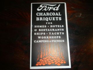 Rare Vtg 1935 - 41 Ford Dealer Brochure - Ford Charcoal Briquets 1930 