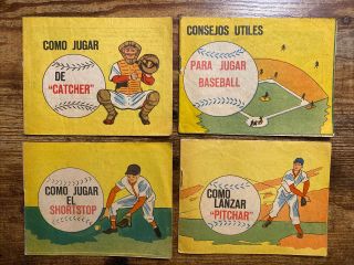 Set Of 4 Baseball Comics Kelloggs Corn Flakes Circa 1965 Mexico Beisbol Rare