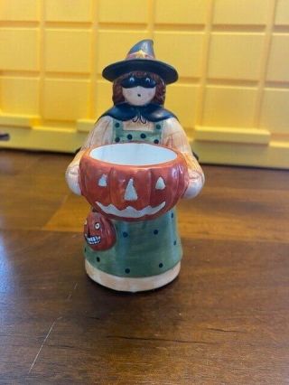 Rare Halloween Yankee Candle Votive Candle Holder Witch Jol