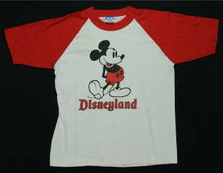 Rare Vintage Disney Disneyland Mickey Mouse Ringer T Shirt 80s 90s Made In Usa M