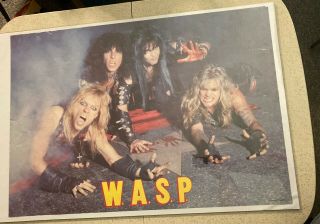 Rare Wasp 1984 Vintage Music Poster W.  A.  S.  P.  Vtg 23x33 In Inches