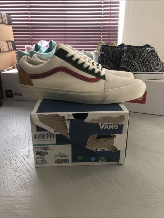 Vans Vault Og Old Skool Lx Size 11 Suede White Red Green Yellow Rare